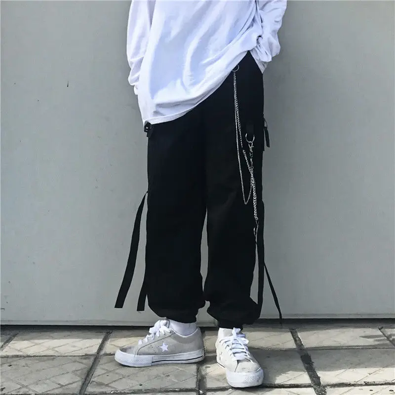 

Harajuku Techwear Black Cargo Pants Women Punk Streetwear Korean Fashion High Waist Pants Spring Plus Size Trousers