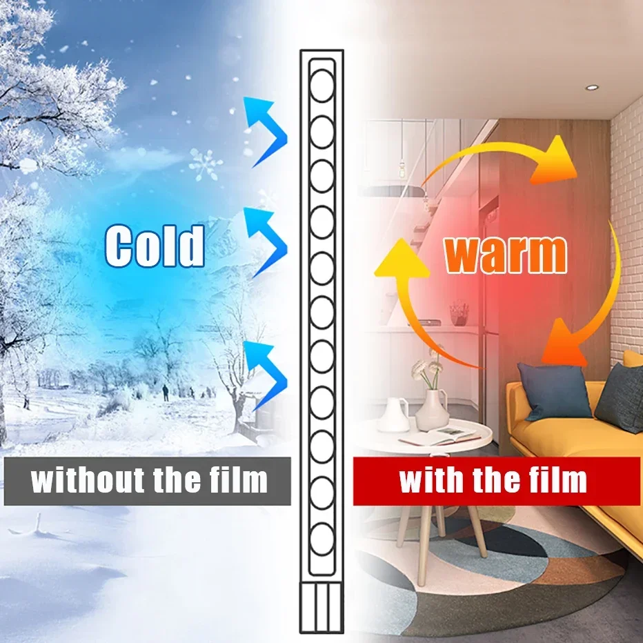 Película de isolamento de vedação de janela, Anti-Cold Cover, Windproof Curtain, Weather-Proof, Mantenha o quarto quente, Inverno