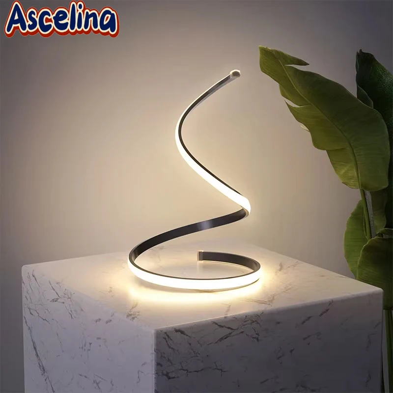 Modern LED Table Lamp Minimalist Black Gold Line USB Decor Light For Bedroom Bedside Study Living Room Indoor Lighting Fixtures