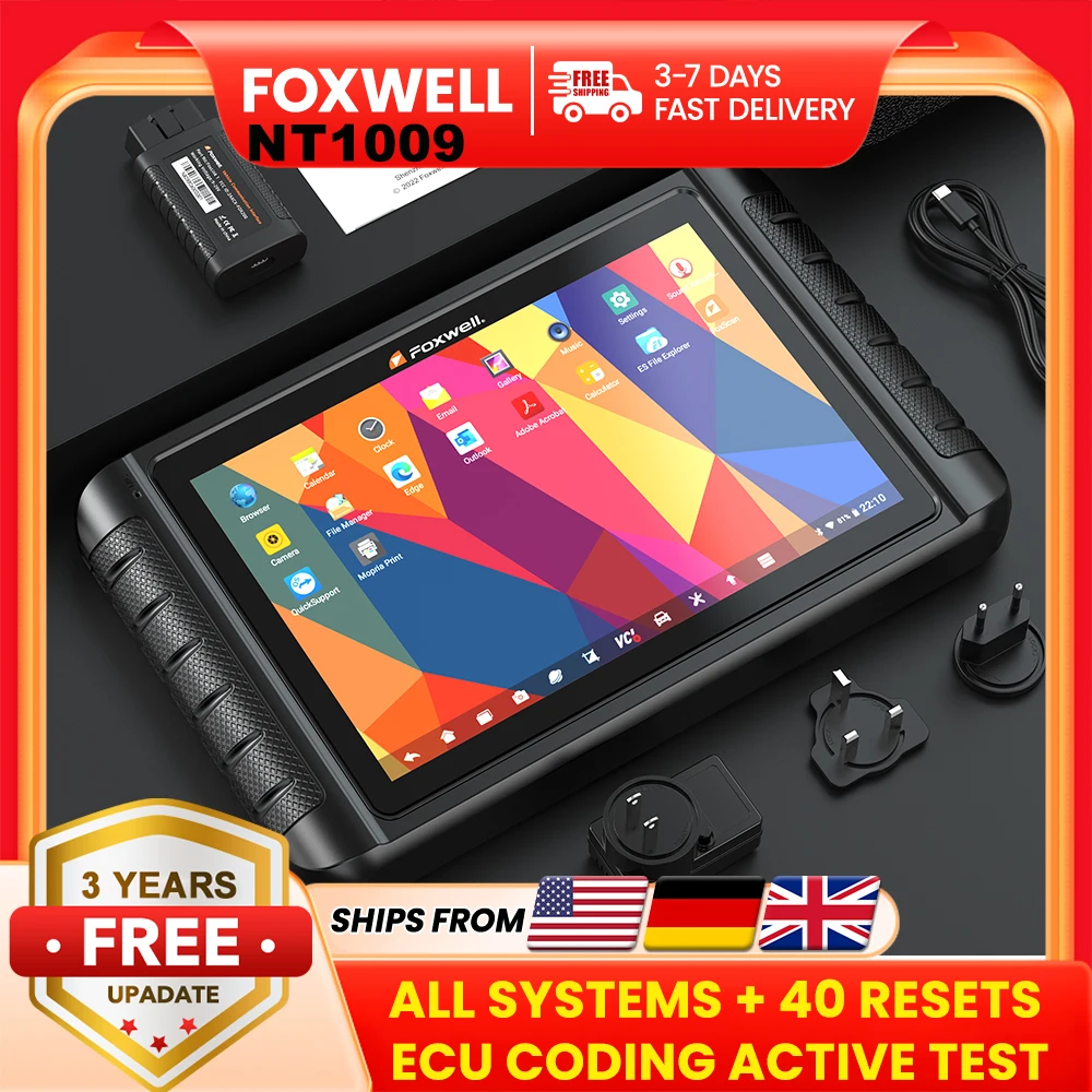 أداة تشخيص FOXWELL NT1009 نظام كامل 34+ إعادة ضبط وحدة التحكم الإلكترونية في الترميز ثنائي الاتجاه CANFD DOIP FCA Obd2 الماسح الضوئي 3 سنوات مجانًا #1