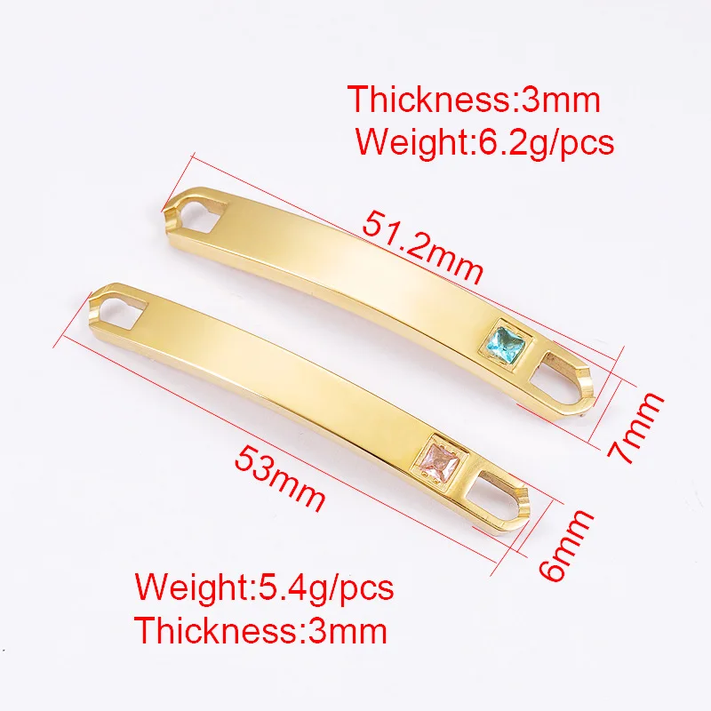 Stainless Steel Bend Plates Blank For Engraving 2 Hole Metal Connector For DIY Necklace Bracelet Mirror Polished Wholesale 10pcs