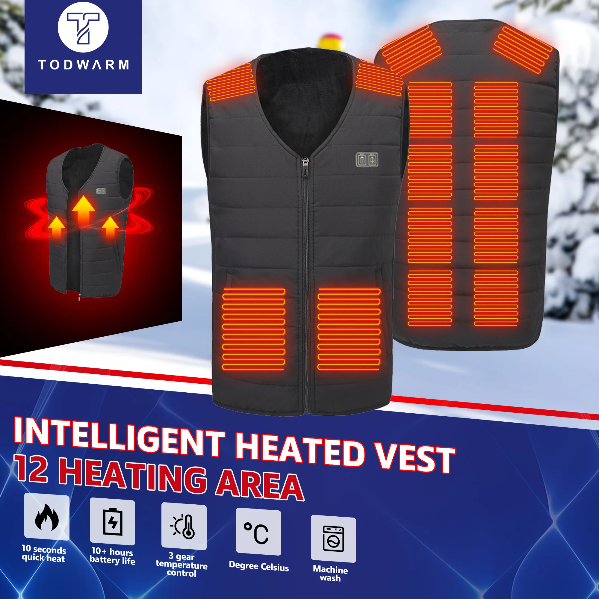 9 Heated Vest Men Women Usb Heated Jacket Thermal Hunting  Ski Vest Winter Heating Jacket Electric Heating Vest Heating Ski Vest