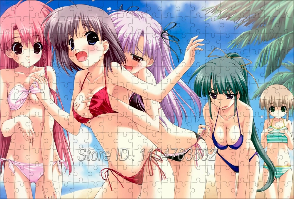 انمي ياباني فتاة بازل قطع 108/200/300/500/1000 قطع ورقة الألغاز الخشبية الكبار اليدوية الإبداعية هدية ديكور المنزل