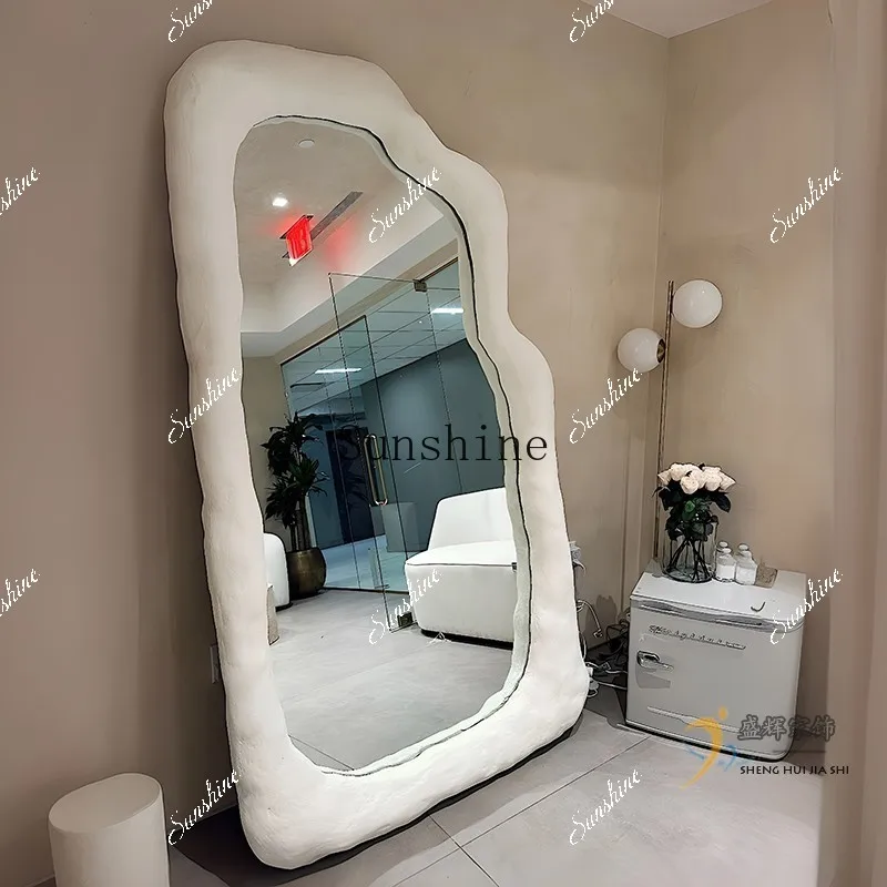 

French floor-to-ceiling full-length mirror Home clothing store Irregular large mirror FT