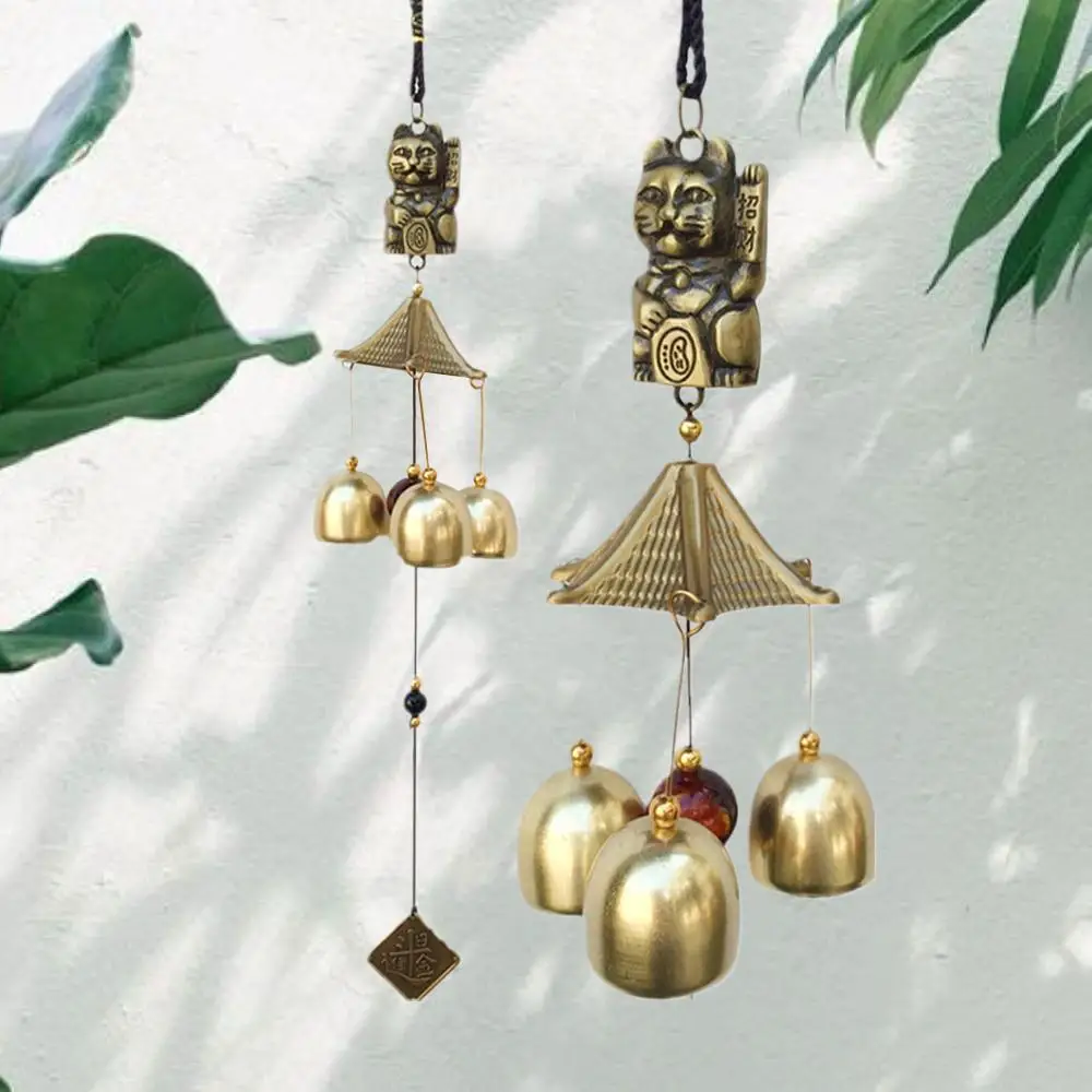 

New Metal Copper Door Alloy Wind Chimes Hanging Decorations Shui Pendant Cat Cat Lucky House Bell Feng Money Shop Doorbell B1F5
