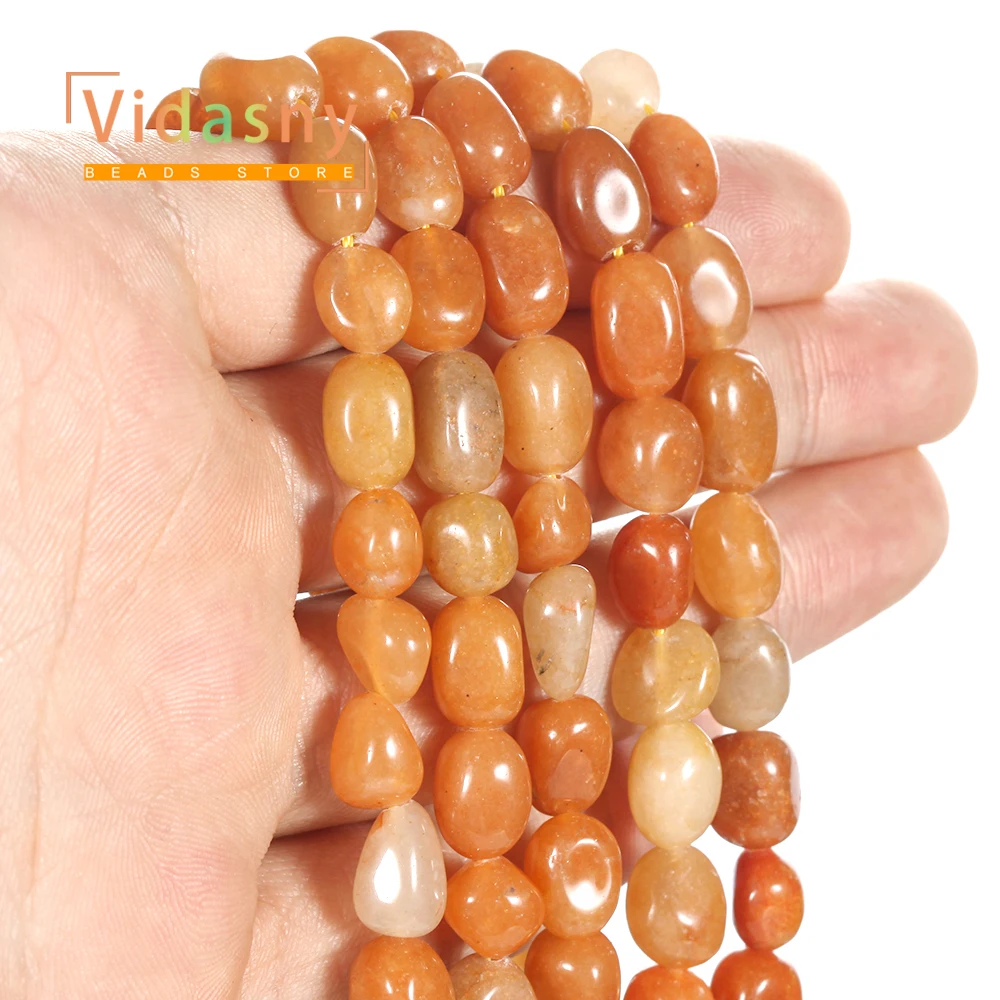 8-10mm Naturstein Roter Aventurin Unregelmäßige Ovale Lose Perlen für Schmuckherstellung Handgefertigte DIY Armbänder Zubehör – Detail 6
