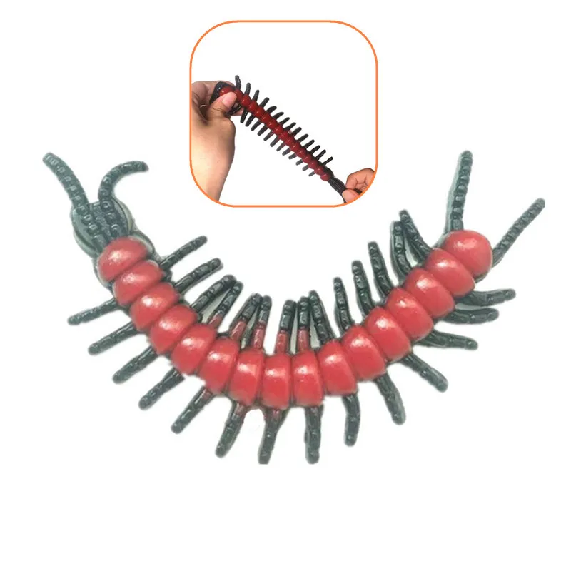 2Pcs Simulation Plastic Soft Centipede Toy Halloween Funny Toys TPR Soft Plastic Elongated Fake Centipede Model Children's Toys