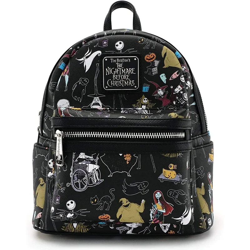 The Nightmare Before Christmas Allover Watercolor Character Print Mini Backpack Men's and Women's Backpack Casual Schoolbag