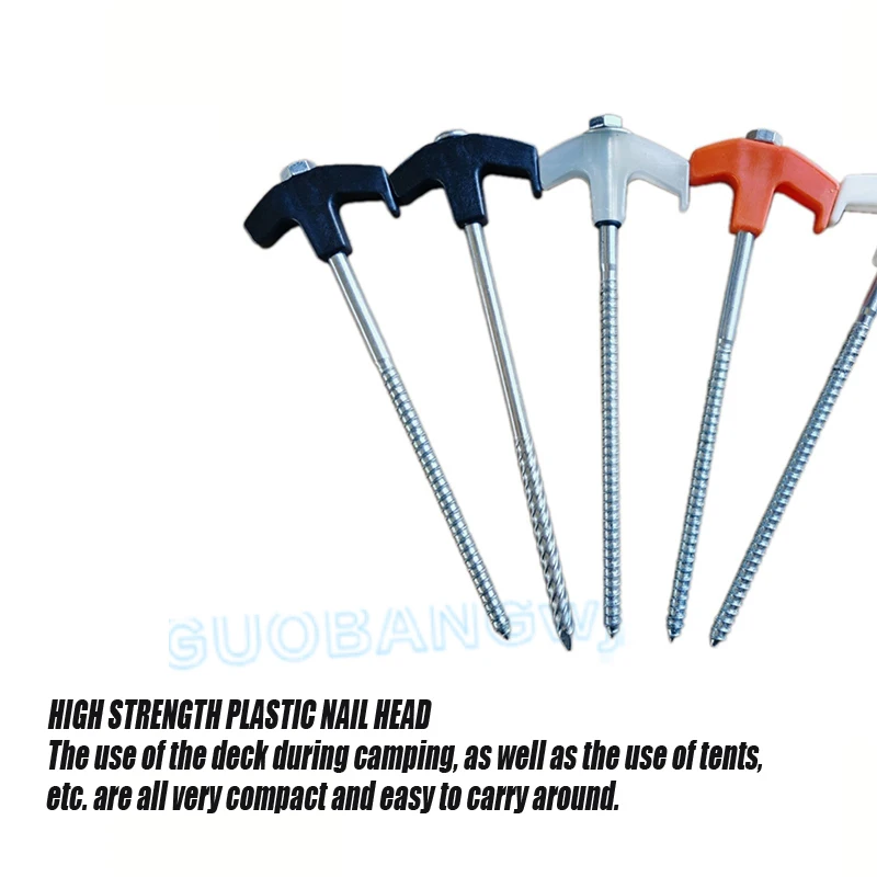 Windproof Hexagon Screw-in Camping Pegs, Heavy Duty Steel Spiral Tent Stakes for Sand Snow Soft Ground, Tarp Shelter Anchors