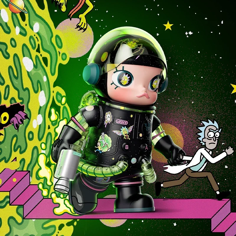 POP MART MEGA SPACE MOLLY 400% Rick y Morty Series figura de Anime-caja ciega bonita colección regalo bolsa ciega adornos de muñecas
