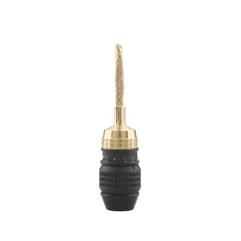 For Pure Copper Gold-plated Banana Plug Copper Wire Braided Power Amplifier Speaker Speaker Cable Connector Solder-free Pin Type