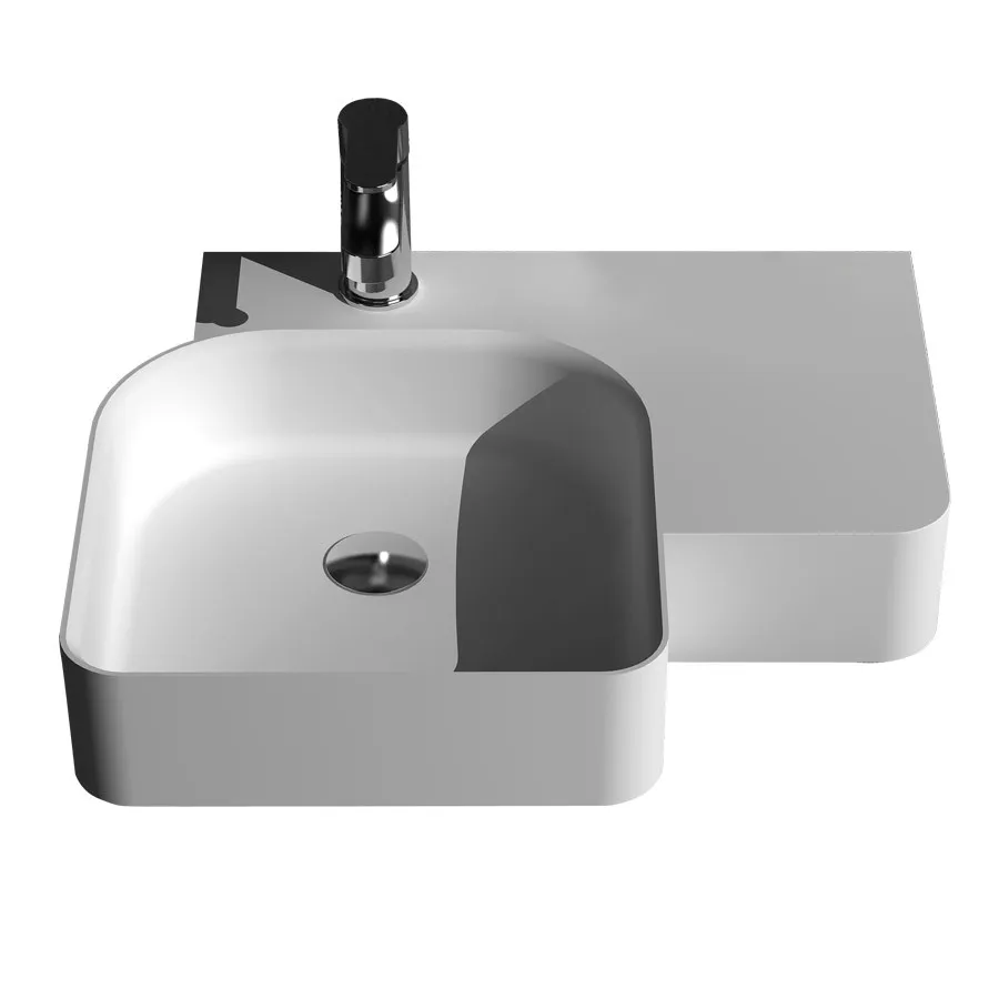 

23.6" Solid Surface Stone Wall Hung Vessel Sink Lavatory Corian Suspended Washbasin WD38184R