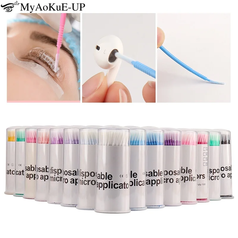 100 個使い捨てまつげブラシラッシュエクステンションメイクブラシスパイラルストライプスティックグラフティングつけまつげクリーン美容ツール