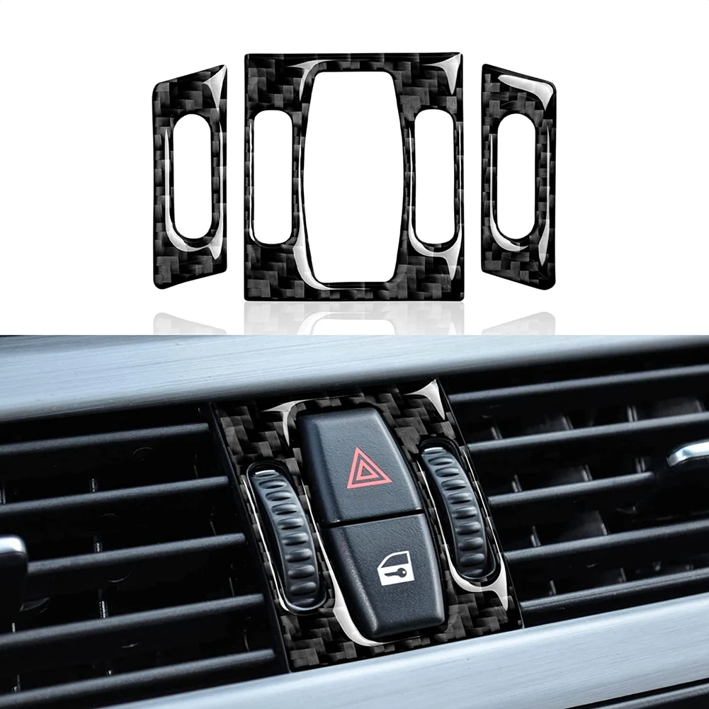 Car Center Console Air Conditioner AC Vent Cover Sticker Carbon Fiber Trim for -BMW 5 Series E60 2004-2010 Accessories