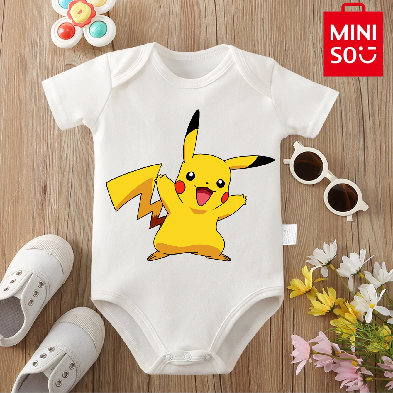 

MINISO Celebi Charmander, удобный комбинезон из чистого хлопка с милым принтом для малышей, комбинезон-комбинезон для новорожденных от 0 до 12 месяцев