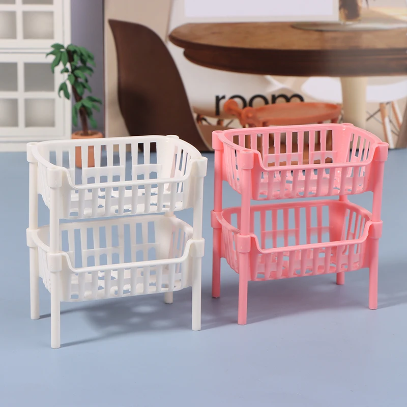 Mini cestas de almacenamiento para casa de muñecas, modelo de cesta apilable para decoración de casa de muñecas, juguetes de juego de simulación para niños, 1/12