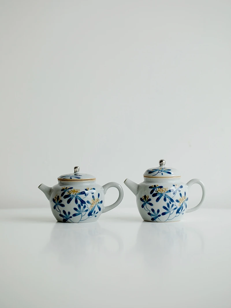 Pure Hand Drawing Osmanthus Ceramic Teapot Household Creative Sketch Pot Single Tea Brewing