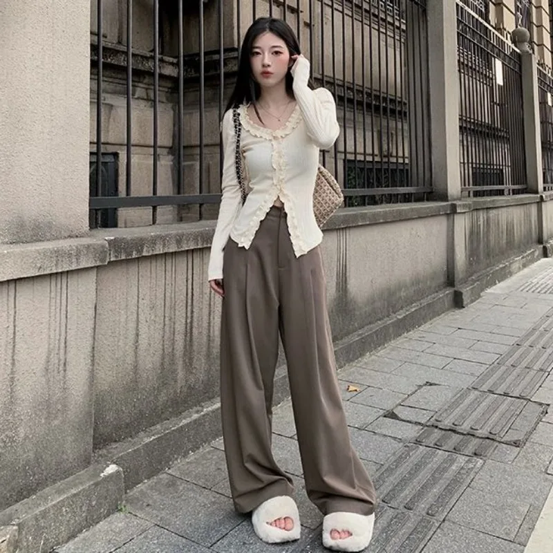Y2k stile giapponese donna moda t-shirt manica lunga dolce volant Tees Casual Lolita solido estetico primavera autunno Ins All-match