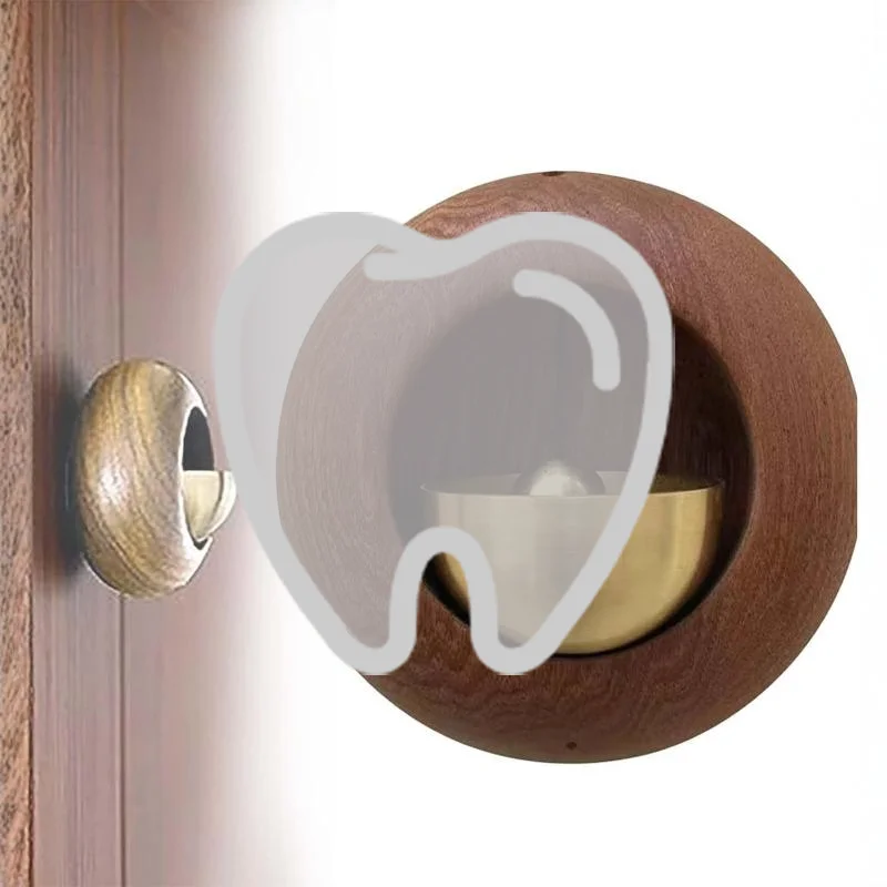 1Pcs Round Bell Black Walnut Wood Hanging Doorbell Wind Chimes Decor Wooden Magnetic Door Bell Entrance Opening Chime