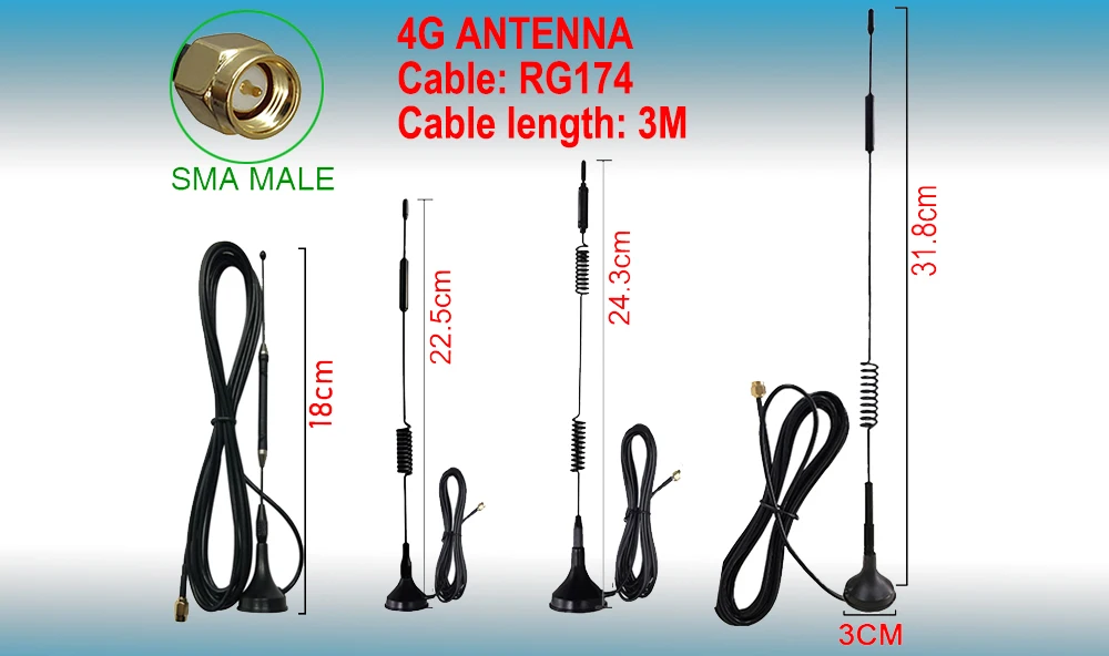 5 Stück/Sets 12dBi 4G Saugnapf-Antenne SMA Stecker 698~2690MHz Magnetfuß IOT Signalverstärker Drahtloser Repeater – Detail 2