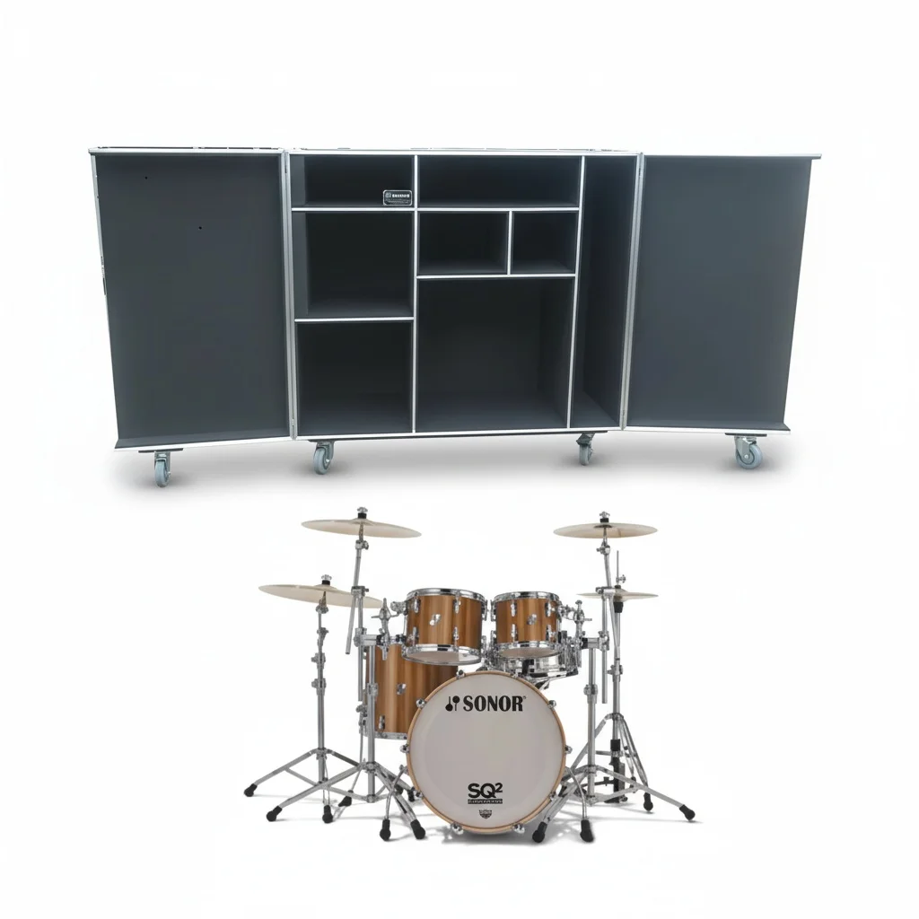 ATA Flight Case for SONOR SQ2 Drumset, Drumset Road Case, Aluminum Frame, Portable Plywood Drum Case, fit for Percussion Congas