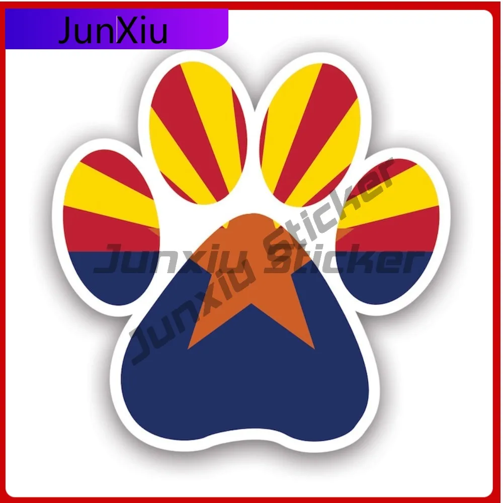 

Arizona State Paw Print Shaped Sticker Creative Decals Uv Protected Dog Dogs Cat Cats Pet Pets Puppy Prints State Flag Patriotic