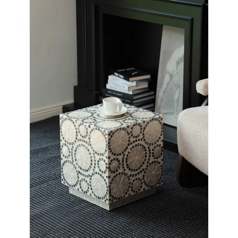 

Living Room Sofa Side Mobile End Table Coffee Table Imported Vietnamese Handmade Light Luxury Square Ottoman