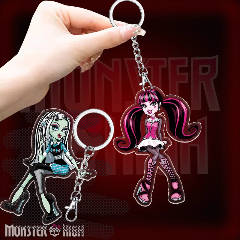 LLavero de Anime Monster High de 6cm, accesorios, bolso colgante, llavero acrílico periférico, colección de seguidores de vacaciones, regalos para amigos