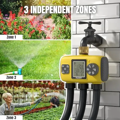 1/2/3-Outlet Automatic Water Timer Garden Irrigation Watering System Independent Control Sprinkler Programmer Tools