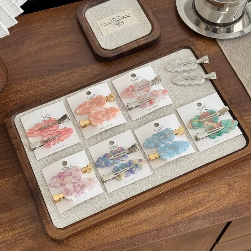 1 زوج ملون سحابة خلات مشبك شعر الشعر ، مناسبة التنقل اليومي/المرأة تاريخ نمط إكسسوارات الشعر مقاطع الشعر للنساء