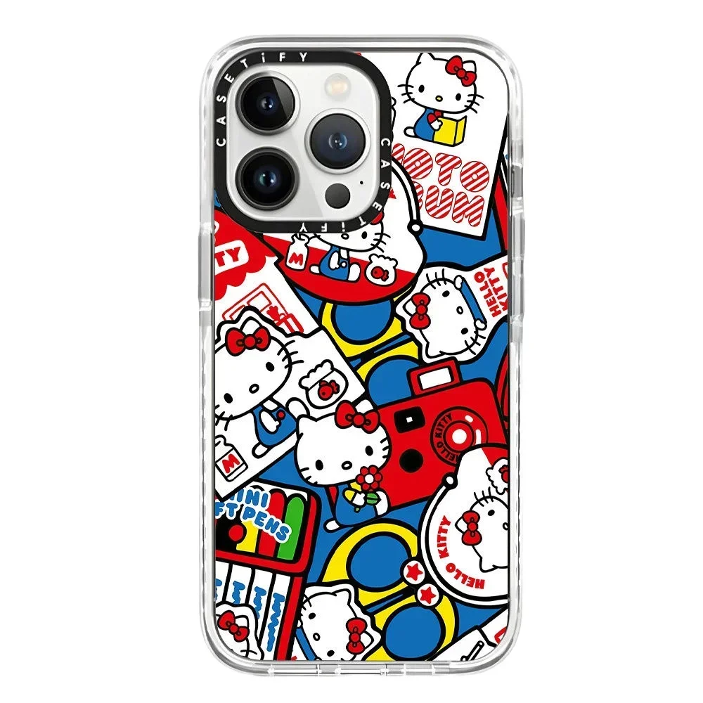 Sanrio Cute Cartoon Hello Kitty Phone Case Anime Kawaii Simple All-Inclusive Painted Soft Case for IPhone 12 13 14 15 16 Pro Max