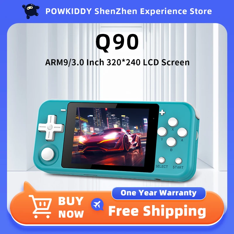 POWKIDDY Q90 Handheld Game Console Linux Portable Retro Video Game Players PS1 Emulator 64GB 15000 Games