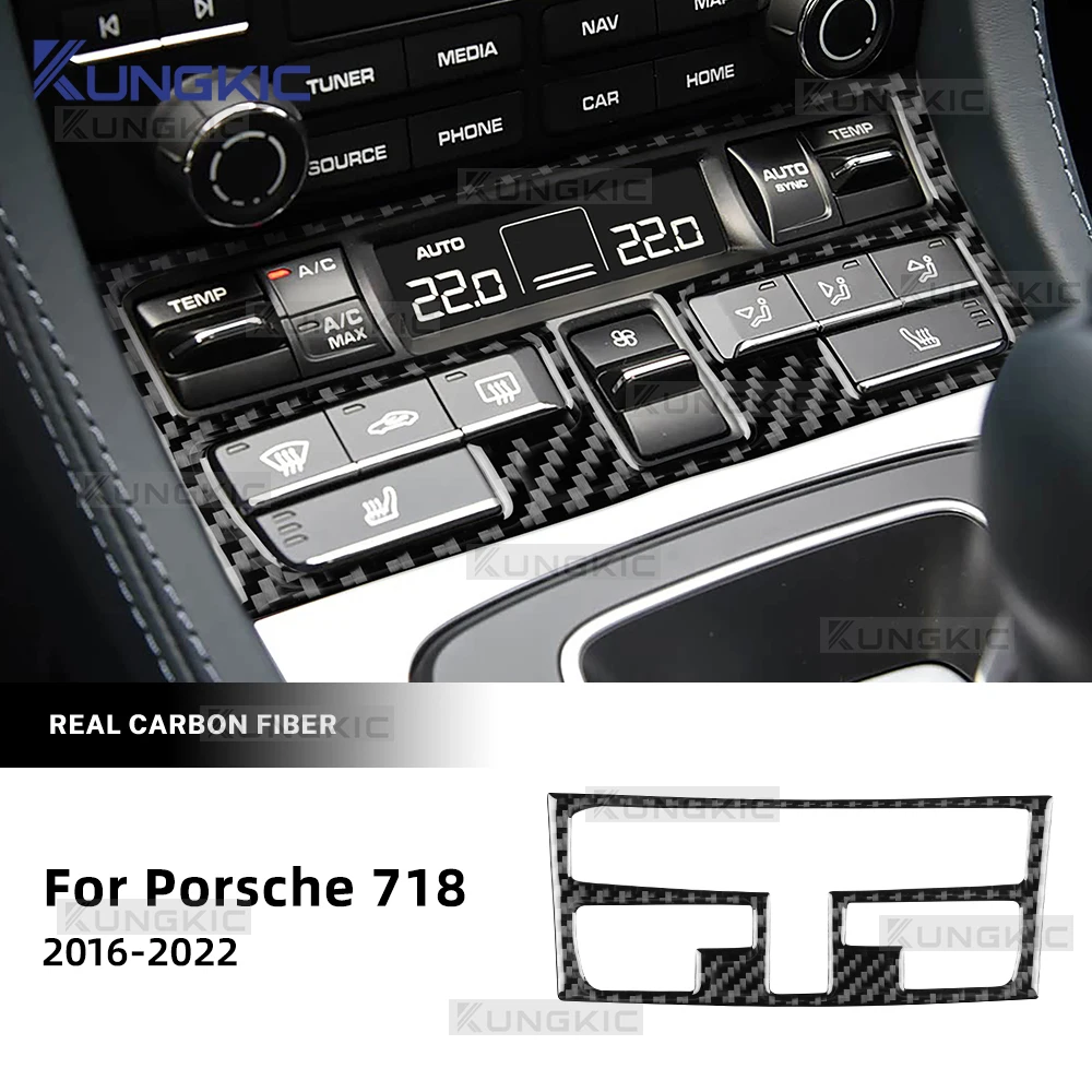 

Настоящая мягкая наклейка из углеродного волокна для Porsche 718 2016 2017 2018 2019 2020 2021 2022 LHD RHD Автомобильная рамка с центральным управлением AC CD ﻿ Отделка