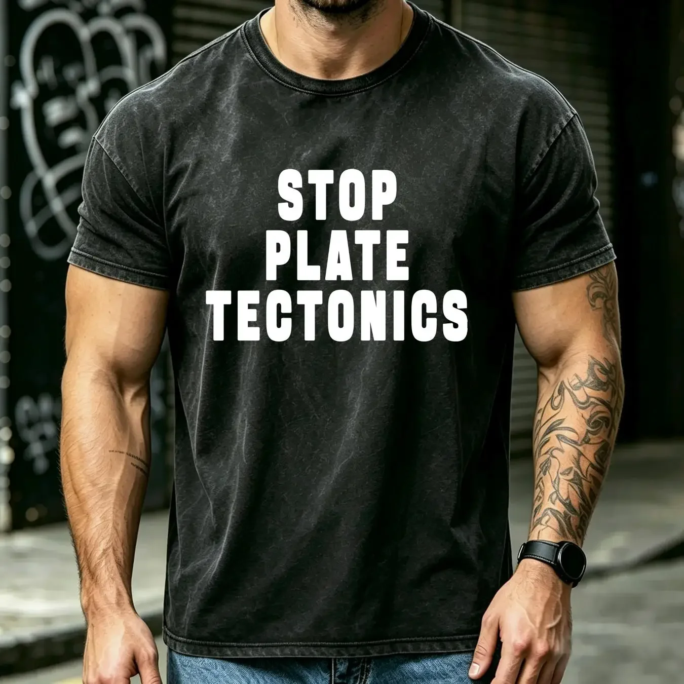 washed T Shirt STOP PLATE TECTONICS GIF Drawstring Bags Gym Bag Hot Lightweight vintage Washed graphic Slightly Breathable