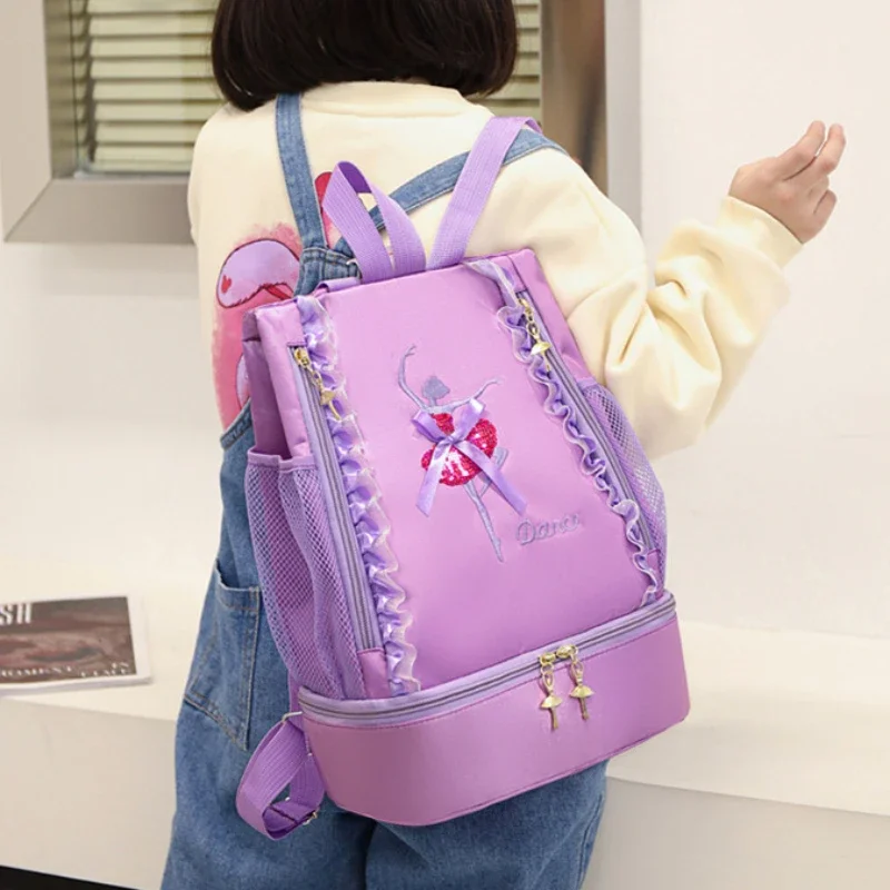 Kid Girl Ballet Dance Storage Backpack Fashion Lace Edge Letter Print Princess Causal Duffel Bag Ballerina Child School Backpack