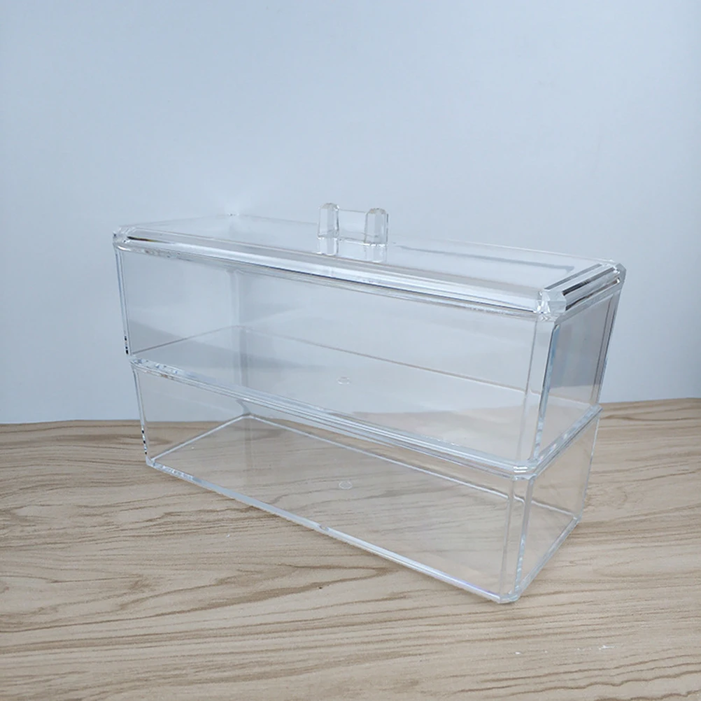 

Double Layer Acrylic Storage Transparent Lightweight Dustproof Organizer Jewelry Box For Beauty Products Rectangle