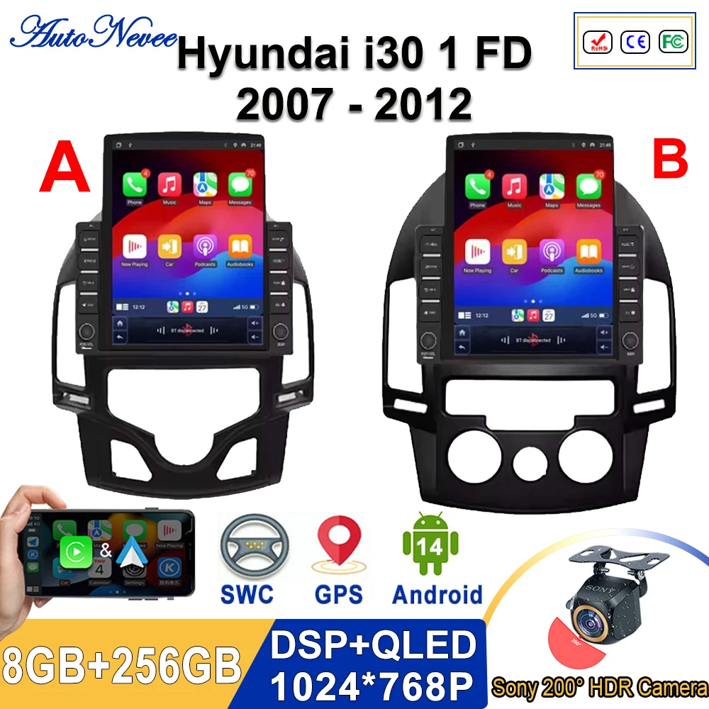 

9.7 InchAndroid 14 Multimedia For Hyundai i30 1 FD 2007 - 2012 Auto Radio Stereo Head Unit GPS Navigation No 2din DVD 5G wifi