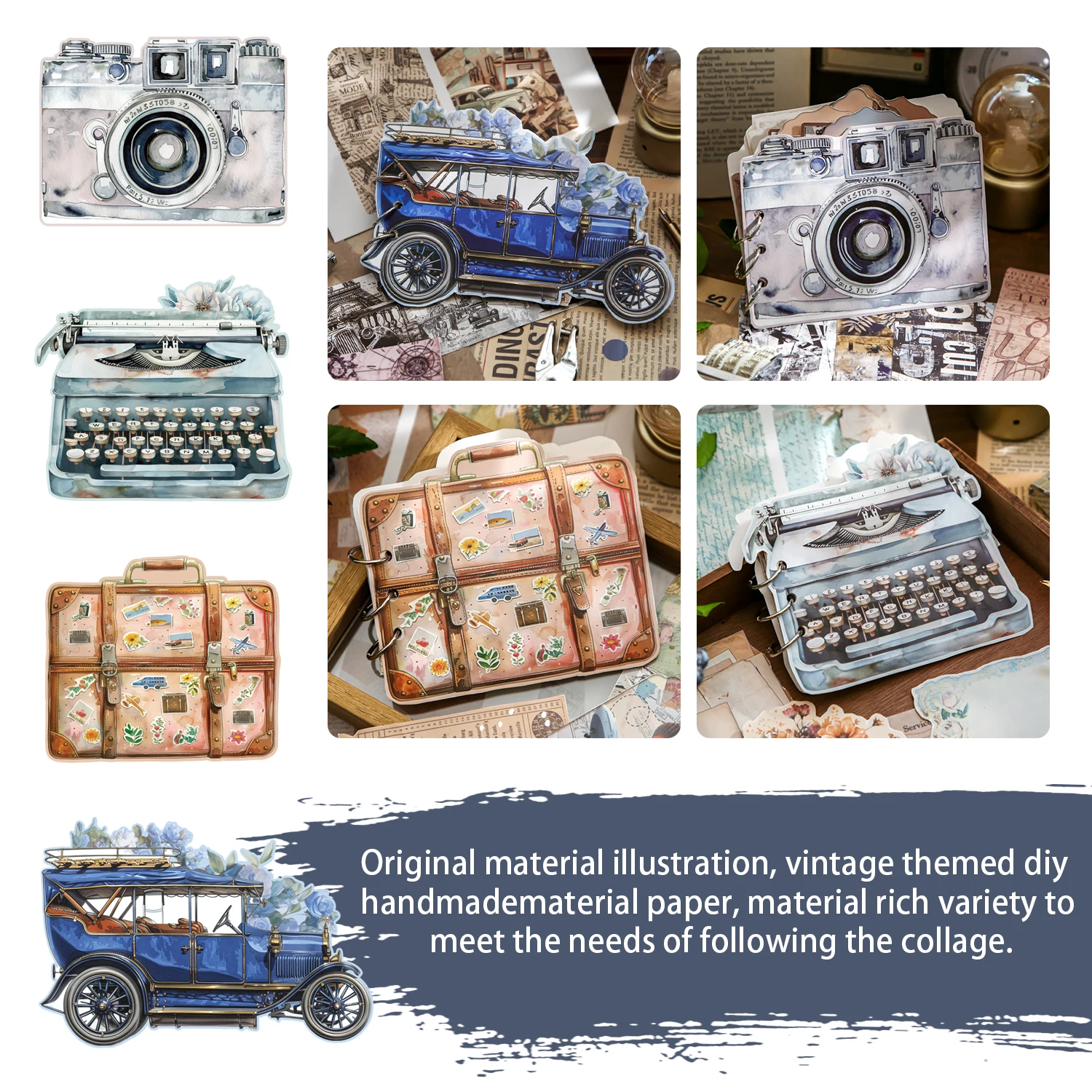 Mr. Paper 4Style 8Pcs/bag Vintage Creation Series Material Paper DIY Card Hangtag Handbook Pendant Book Cover