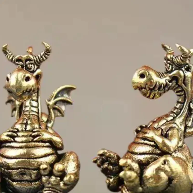Fengshui Chinese Flying Dragon Statue Figurines Vintage Brass Lucky Animal Decorative Figurines Home Decoration Ornaments Crafts