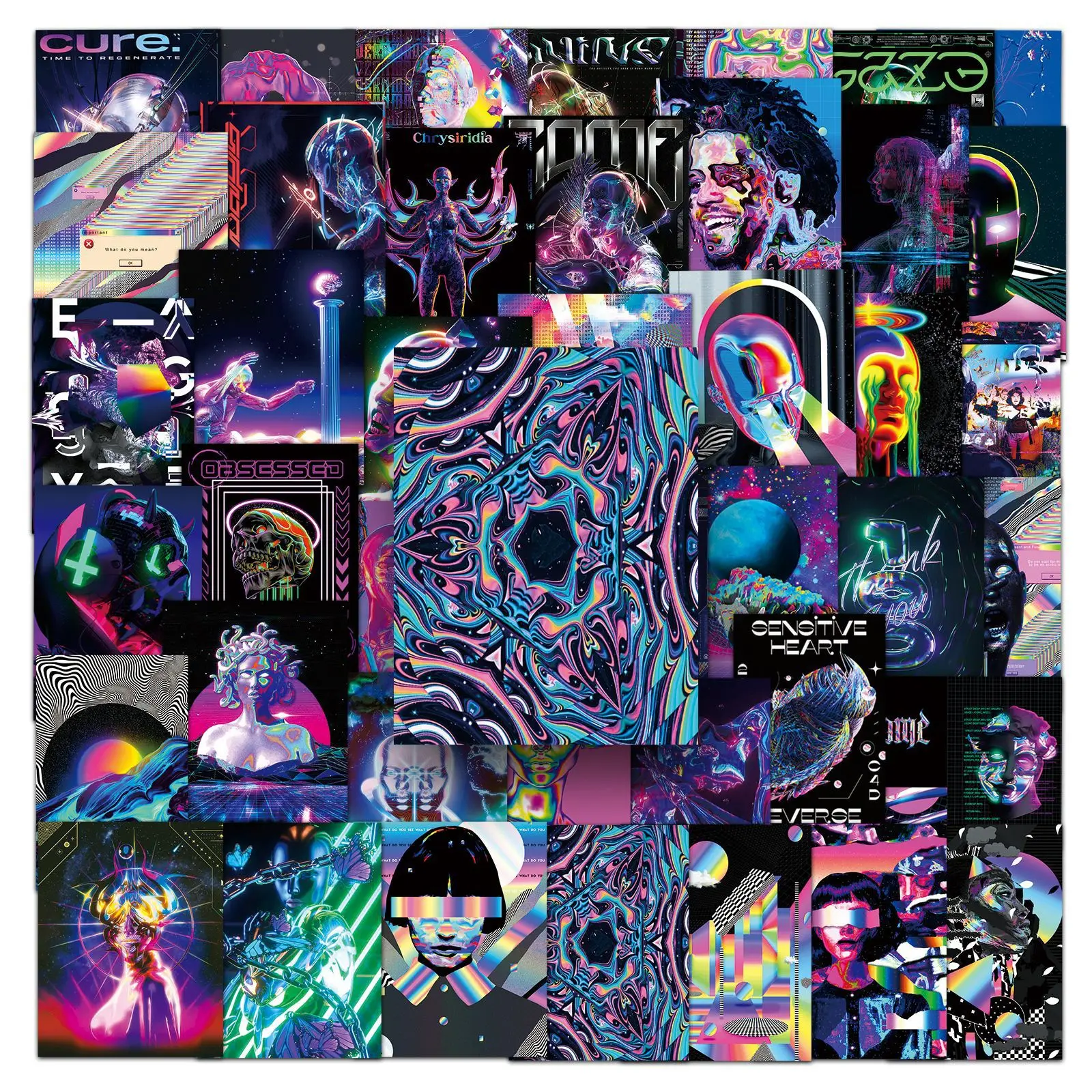 

10/50PCS Psychedelic Acid Dream Core Graffiti Decorative Cell Phone Case Skateboard Guitar iPad Waterproof Sticker Kids Toy