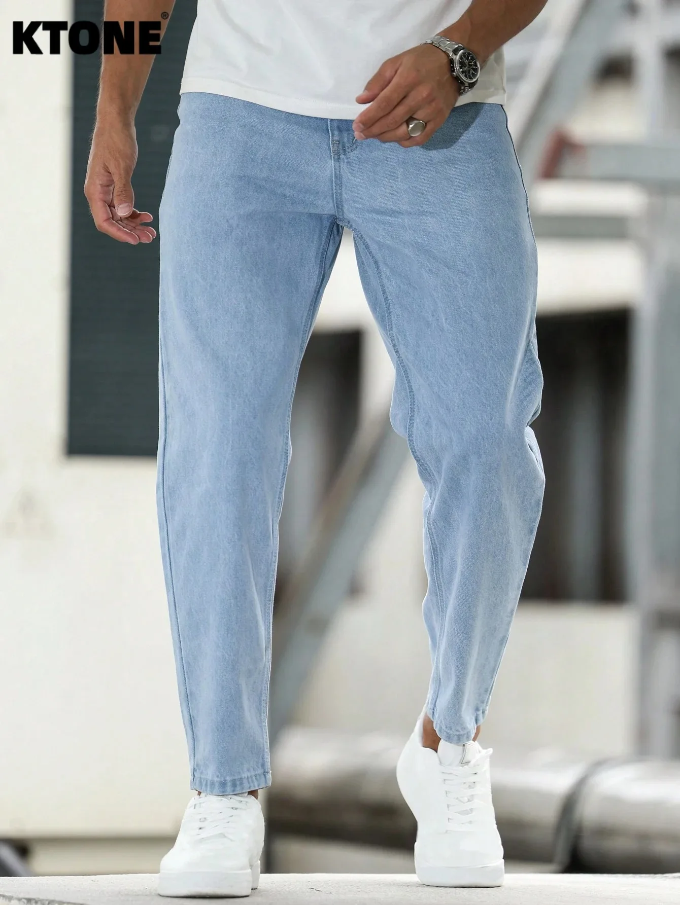 

Modern Blue Men's Slim Jeans For Man Original Y2K Drip Fashion Denim Pants No accessories or belts included