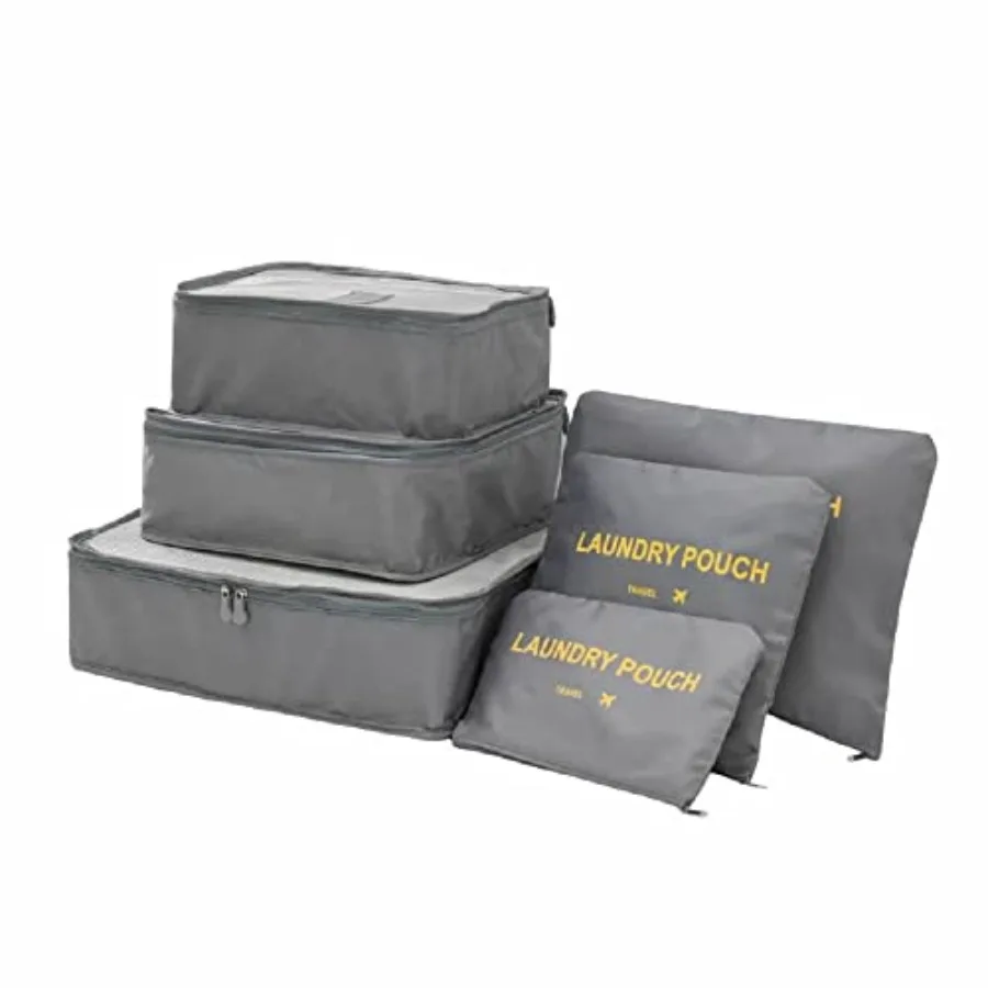 

Packing Cubes 6 Pieces Travel Accessories for Backpack Suitcases Grey Lightweight Organization Bags for Easy Packing and Travel