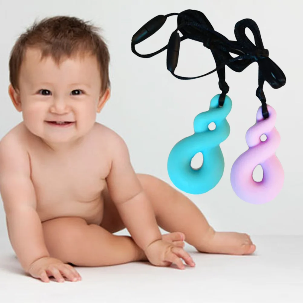 2Pcs Chewing Necklace Calming Chew Necklace for Autism ADHD Oral Motor Chewing Biting Teething Needs (Light Blue and Purple)