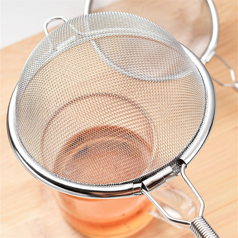 Stainless Steel Handheld Tea Strainer Fine Mesh Teapot Tea Leaf Infuser Flour Sieve Coffee Matcha Powder Filter Kitchen Colander