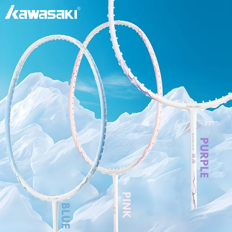 Rakieta do badmintona Kawasaki GLACIER 5U wysoce elastyczna rakieta z włókna węglowego Super lekka, wszechstronna profesjonalna rakieta do badmintona 30LBS