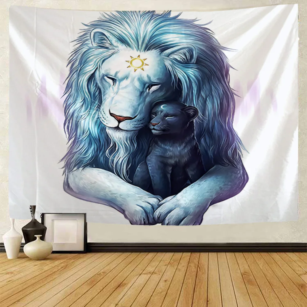 Lion Tapestry Starry Chakra Tapestry Yoga Meditation Zen Tapestry Living Room Bedroom Decoration Background Cloth