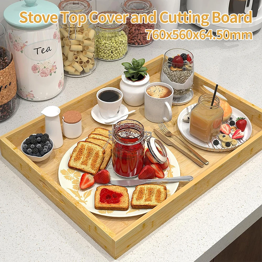 Bamboo Kitchen Sink Cover Multi-Purpose Large Charcuterie Board Counter Space Top Covers Stove Top Cutting Board for Gas Burners