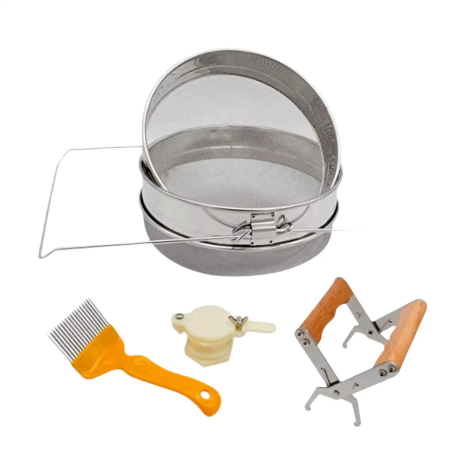 

4x Honey Strainer Kit Tool Beekeepers Farm Double Sieve Mesh Stainless Steel