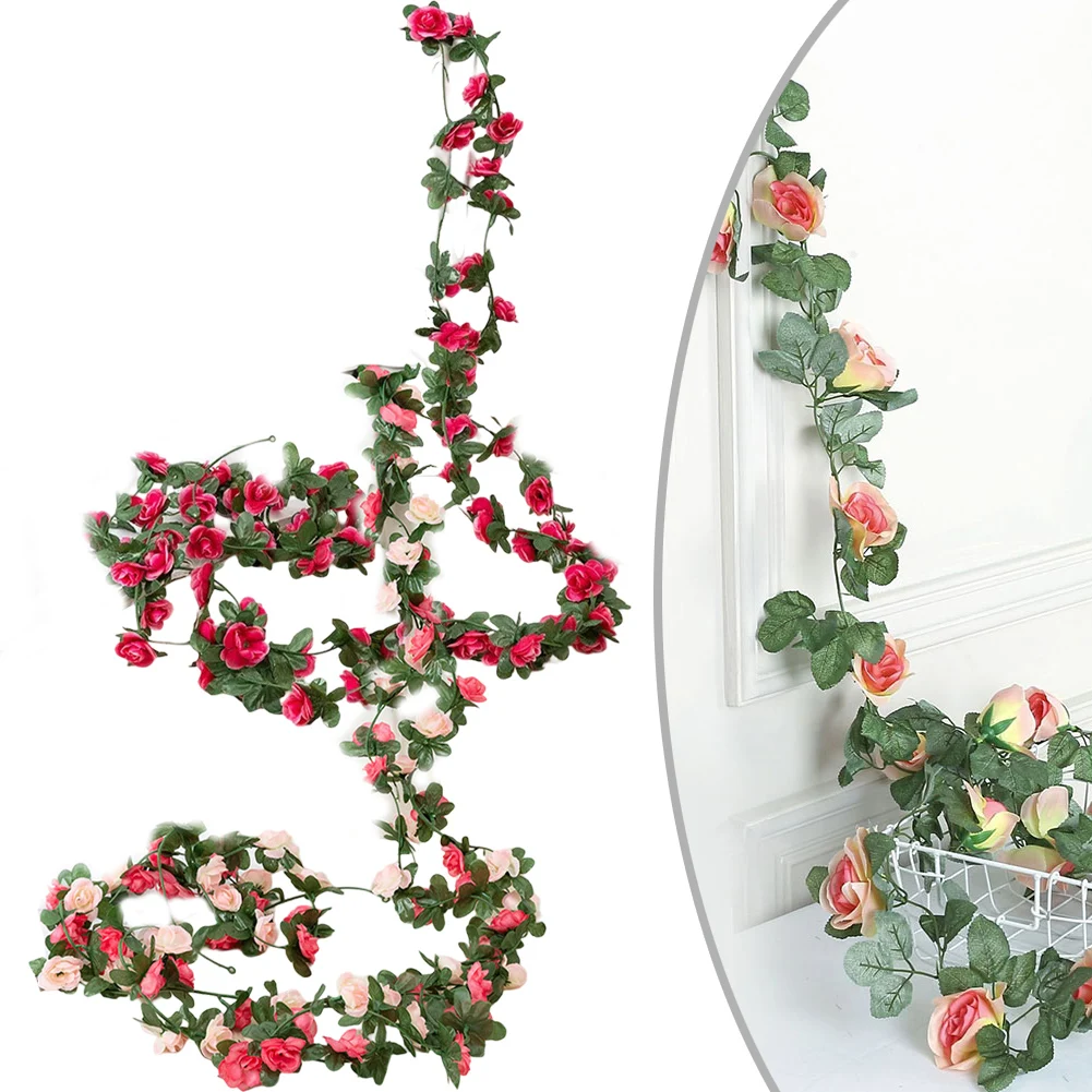 2.5m 45 fleurs vigne soie Rose feuille guirlande vigne bricolage fausses plantes vigne pour la maison salon mariage jardin arc décoration