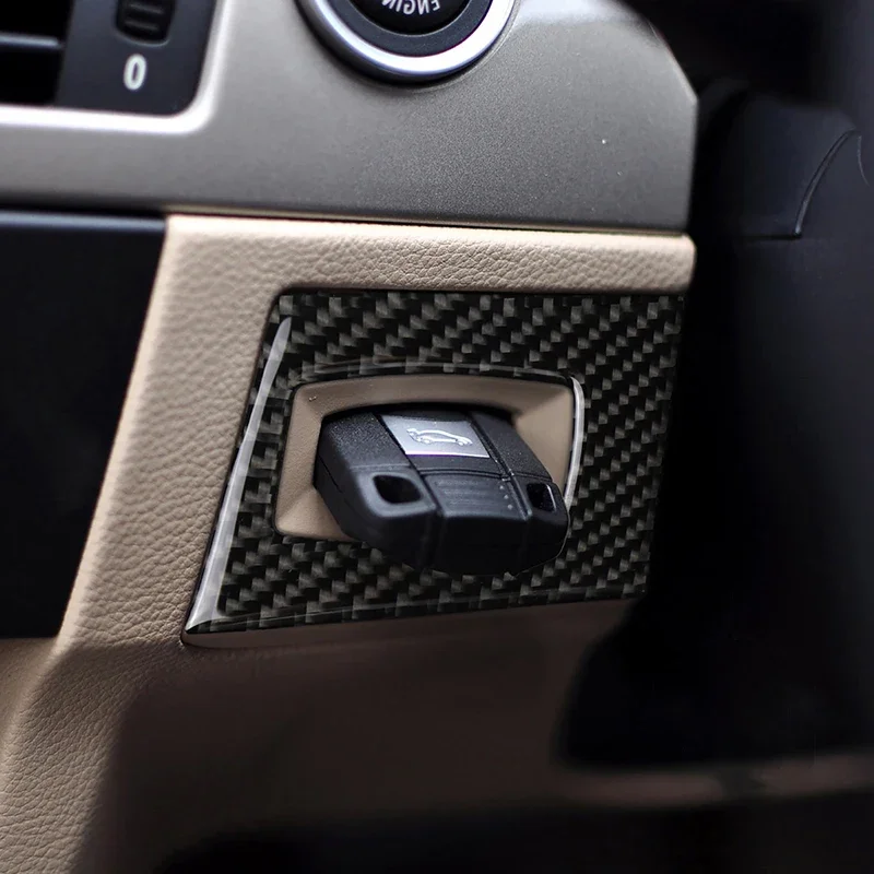 Carbon Fiber Car Ignition Switch Key Hole Cover Car Interior Trim Sticker Car Accessories For BMW 3 Series 2005-2012 E90 E92